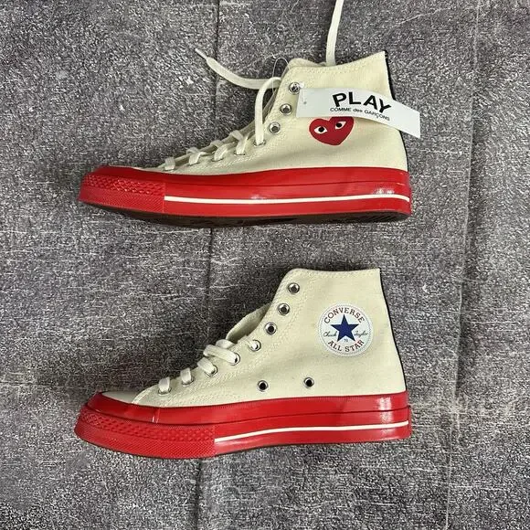 NWT Women's Converse X CDG Comme Des Garcons White Red Sole Chuck 70 High Sz 9 - Picture 3 of 7